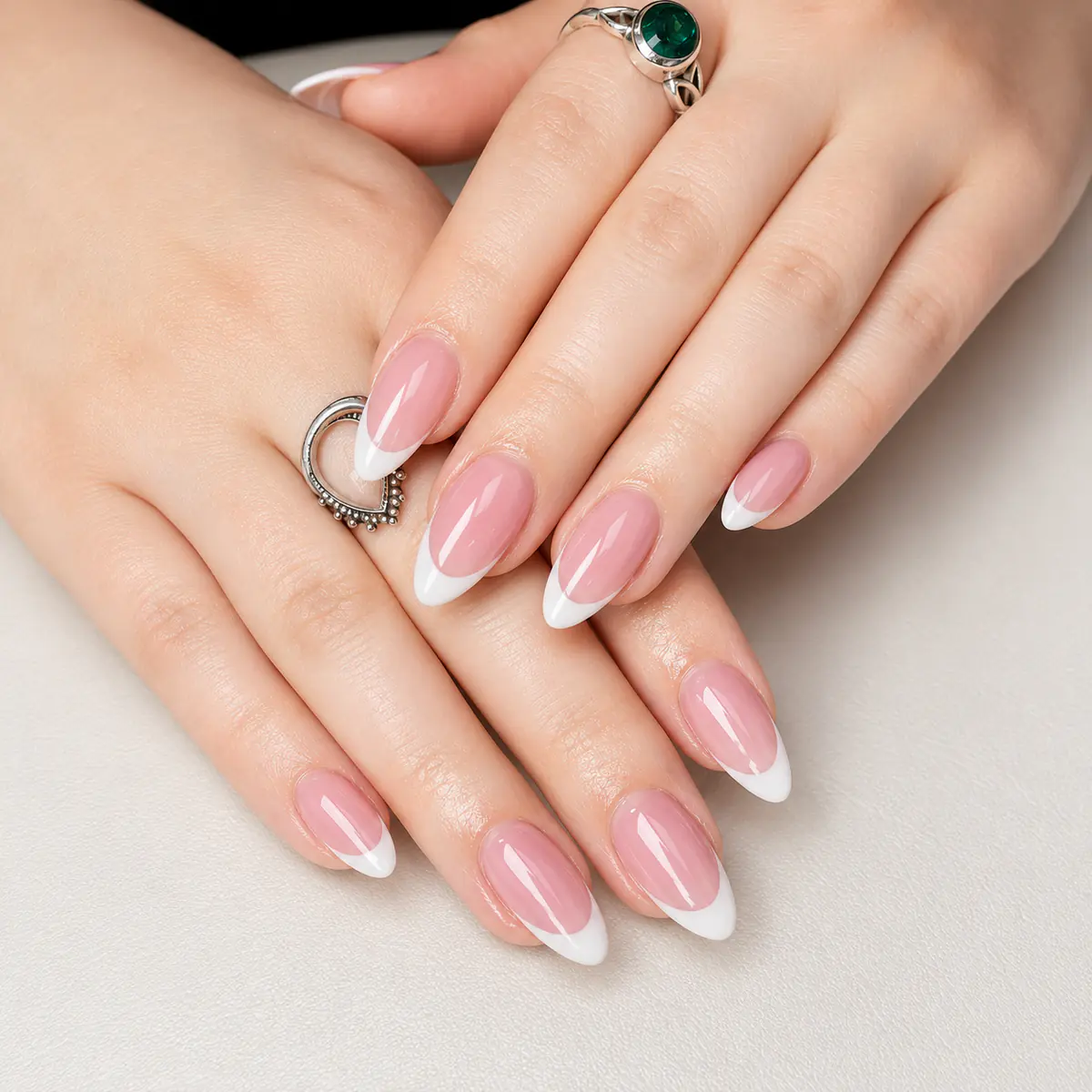 Classic white French manicure