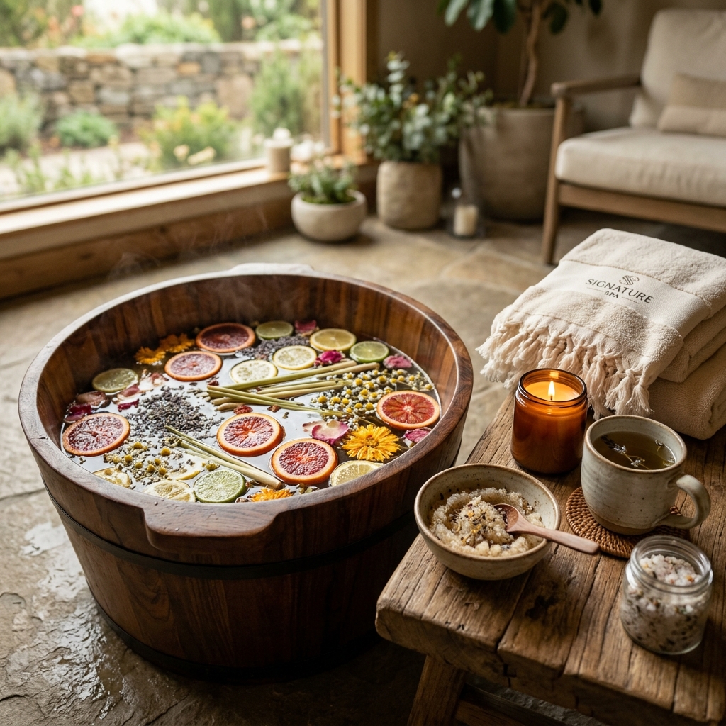 Relaxing Signature Herbal Pedicure treatment at Top Ten Nails Spa