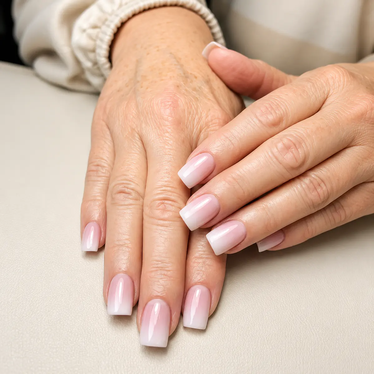 Soft pink square manicure